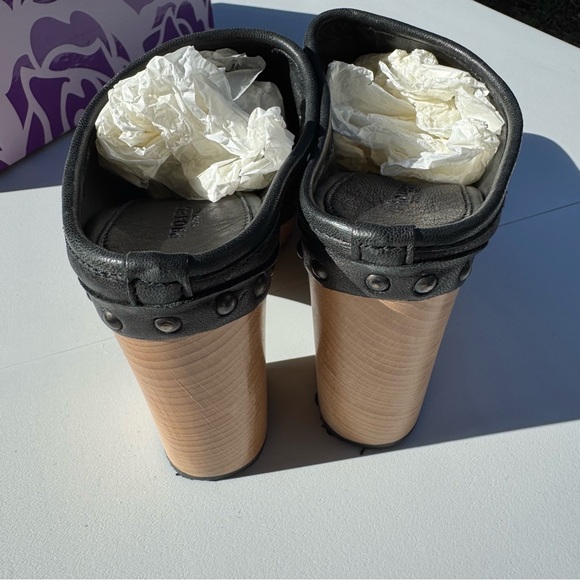 Project Rucoline Black Leather Mules with Wooden Heel - Picture 4 of 7